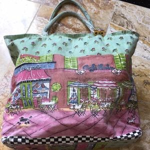 Anne Ormandy french bistro on denim 14”x 14.5”x 5”